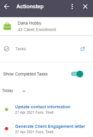 Tasks in the add-on