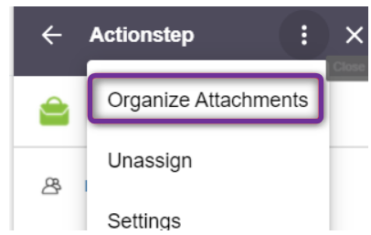 Organize attachments button in the add-on