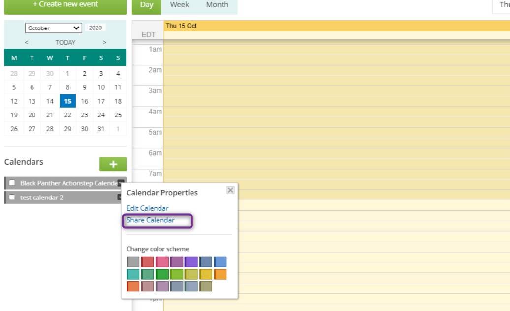 share calendar option on the calendar properties pop up